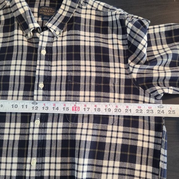 Pendleton Evergreen Button Down Virgin Wool Shirt Mens Tartan Plaid Fitted XL - Picture 6 of 9